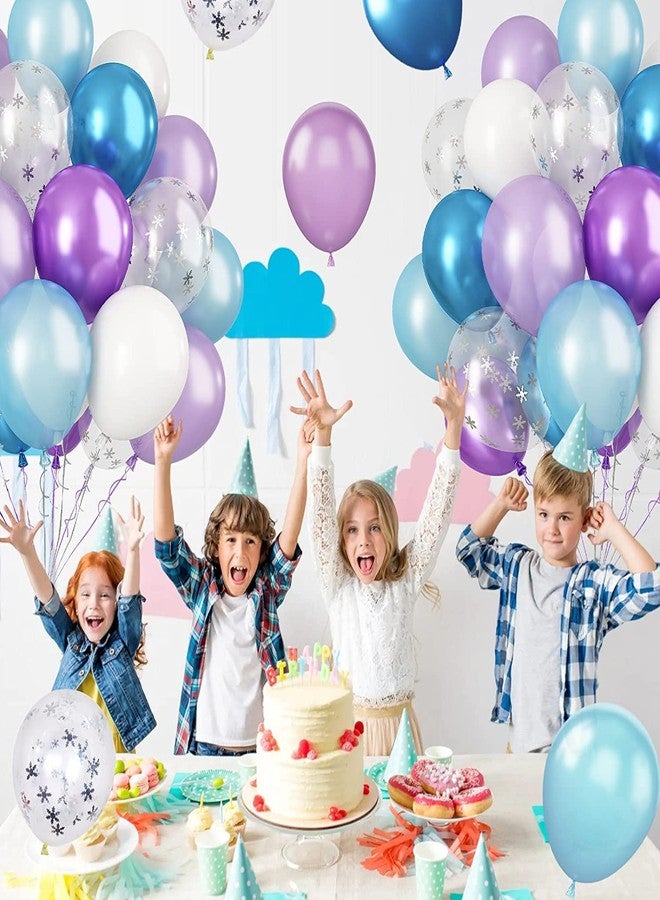 Lazybeee™ 30 Pcs Frozen Balloons, 30 Pcs 12 Inch Purple Blue White and Silver Confetti Latex Balloons for Girls Frozen Theme Party Supplies Ice Snow Theme Birthday Baby Shower Winter Party Decorations - Image 5